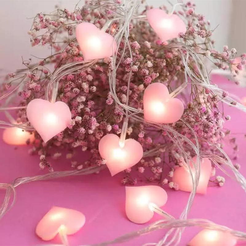 Pink LED Lyskæde med Hjerter