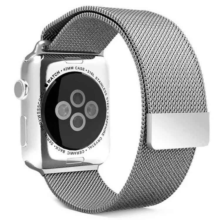 Mesh urlænke i rustfrit stål til Apple Watch 7 - Sølv - 42 / 44 / 45 mm