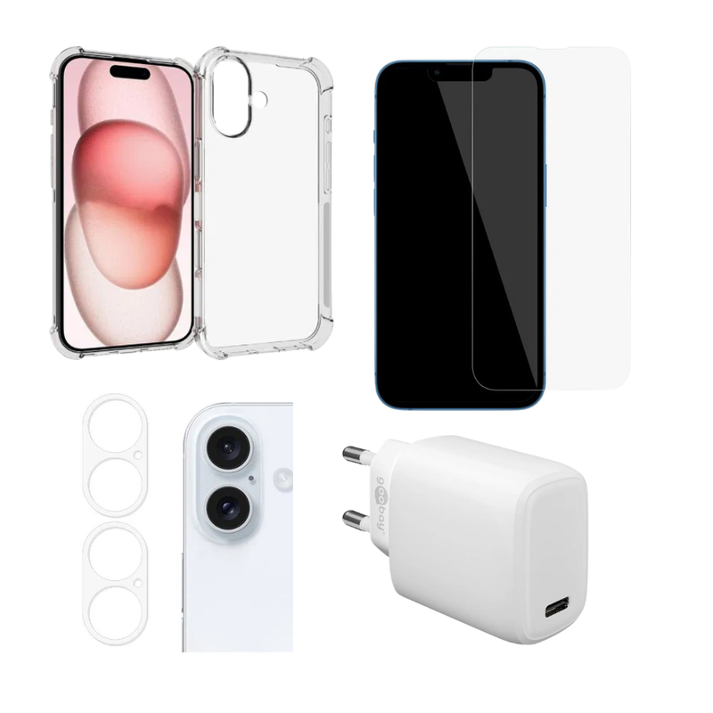 Tilbehørspakke til iPhone 16 - Alt i én pakke