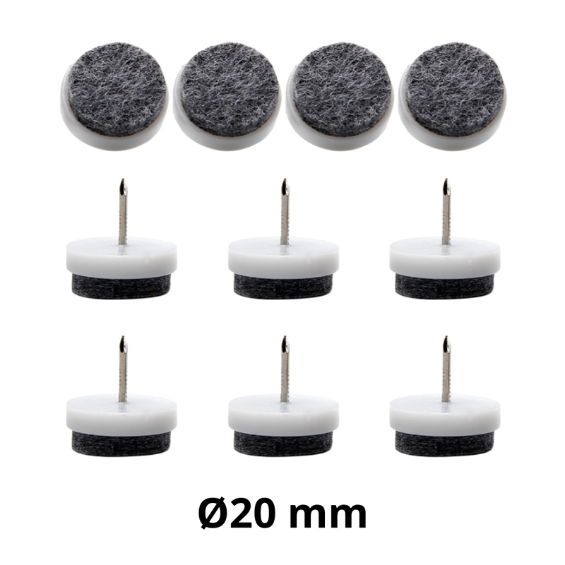 10 stk. Filtpuder med Søm - Hvid-Ø20 mm