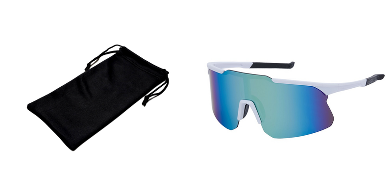 Pakke m. 1stk Opbevaringspose til Ur / Solbriller & 1stk KV Speed Half Frame Cykelbriller - Sort / Hvid