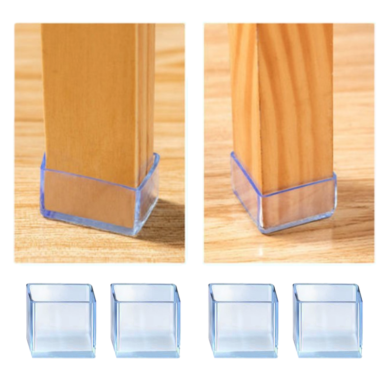 4-Pak Firkantet Dupsko - Gennemsigtig-2.5 x 2.5 cm