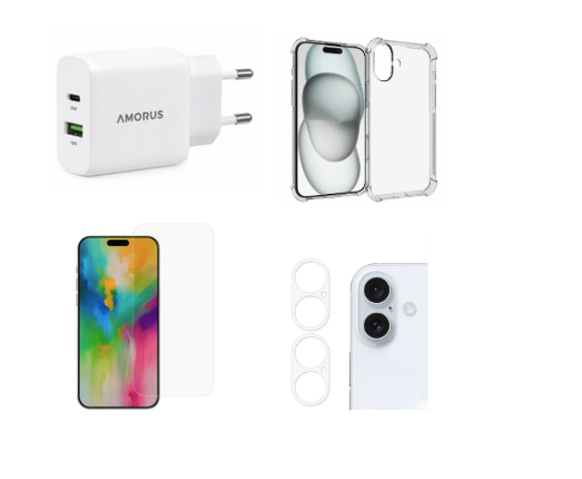 Tilbehørspakke til iPhone 16 Plus - Alt i én pakke