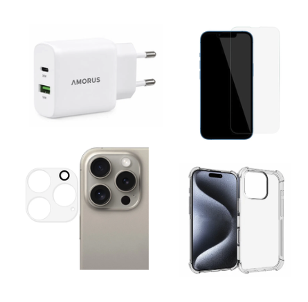 Tilbehørspakke til iPhone 16 Pro - Alt i én pakke