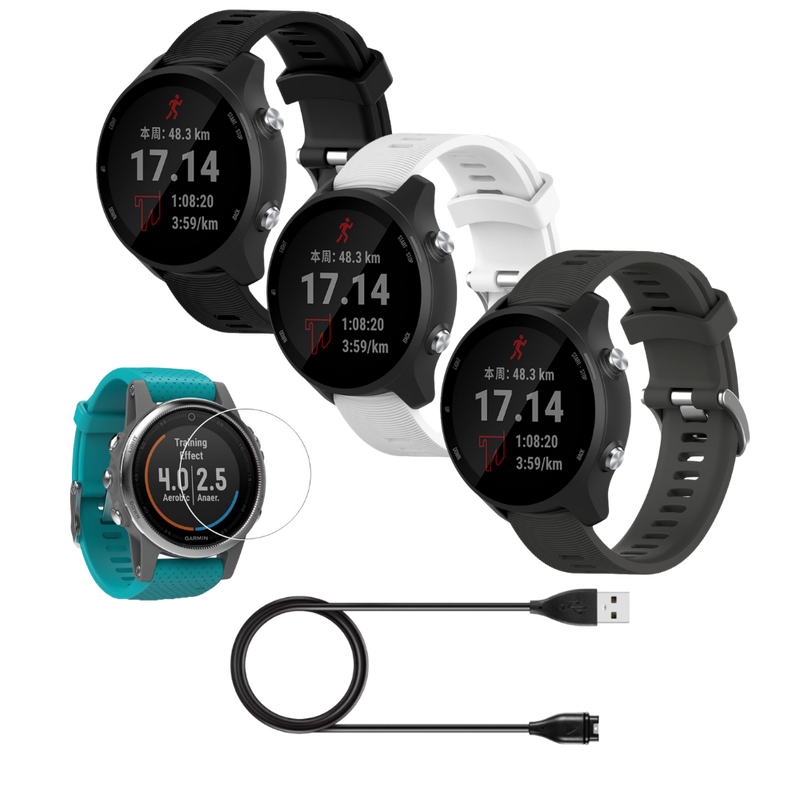 Tilbehør til Garmin Vivoactive 3 / 3 Music - Remme, Oplader og Beskyttelsesfilm