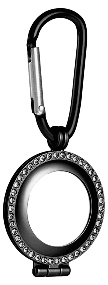 Rhinestone Nøglering m. Karabinhage til Apple AirTags-Sort