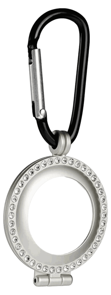 Rhinestone Nøglering m. Karabinhage til Apple AirTags-Sølv