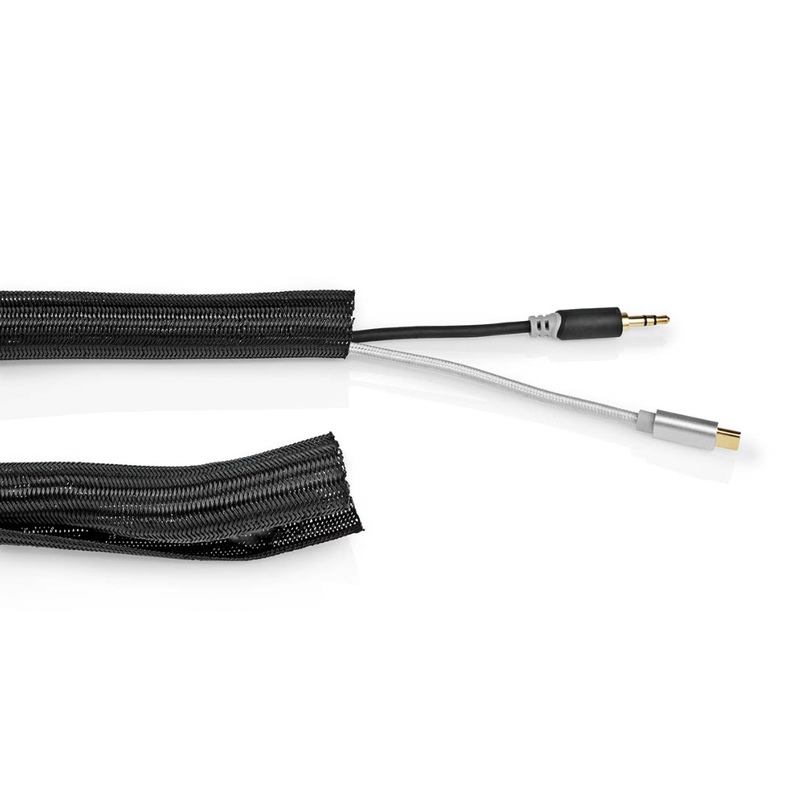 Sort Nylon Kabel Sleeve på 2 Meter-15 mm