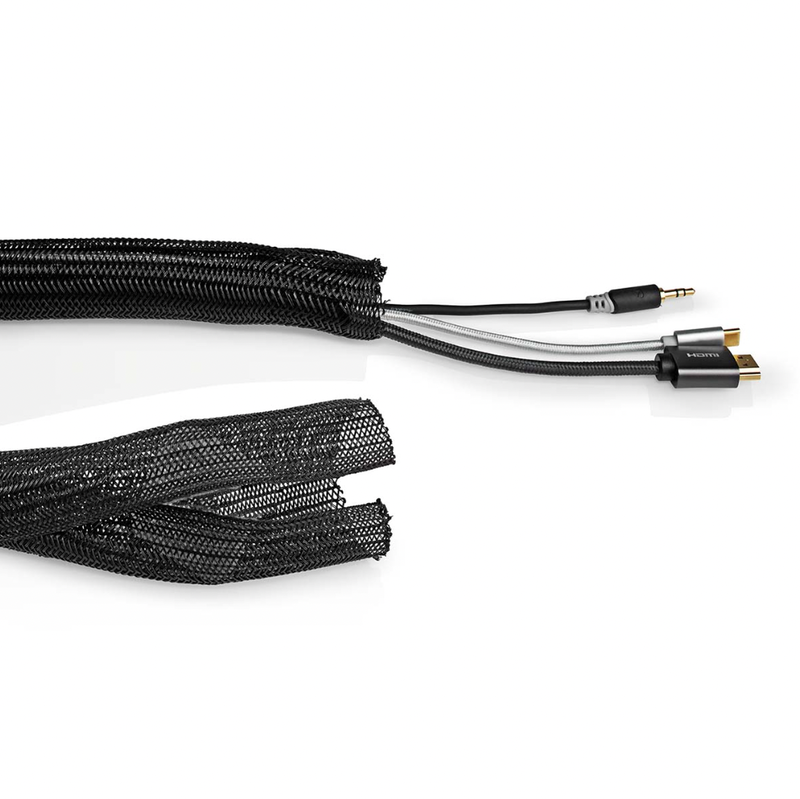 Sort Nylon Kabel Sleeve på 2 Meter