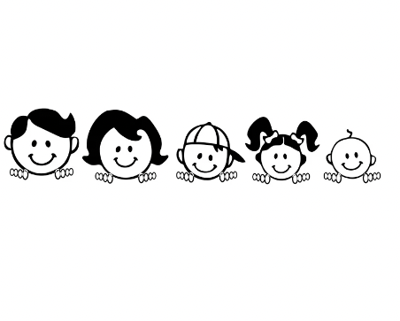 Postkasse Stickers med Familie - Til Postkassen, Bilen & Campingvognen 22 x 4 cm-Sort