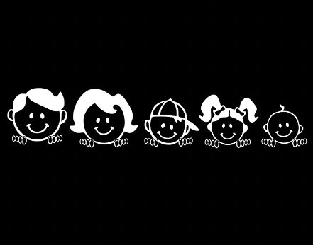 Postkasse Stickers med Familie - Til Postkassen, Bilen & Campingvognen 22 x 4 cm-Hvid
