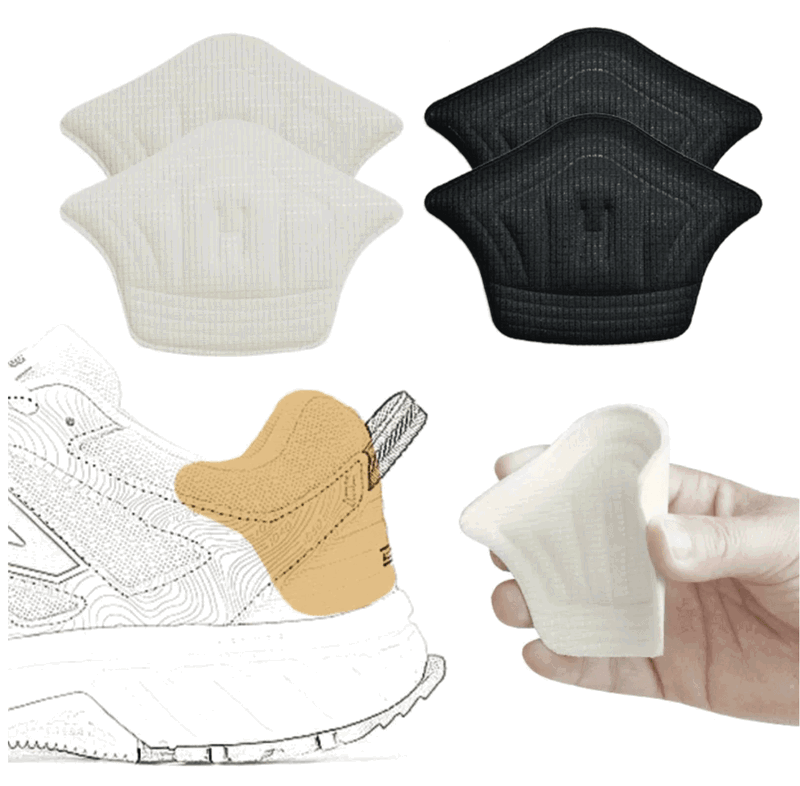 3x 2 Stk Bløde Hælbeskyttere i Sort til Sko, Sneakers og Højhælede-Large