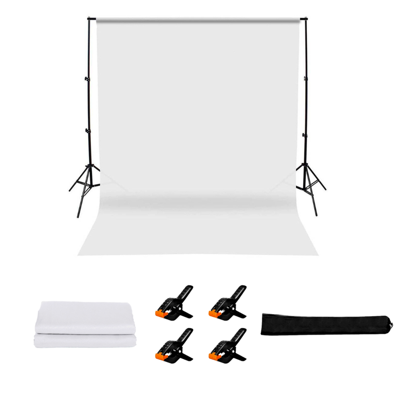 Stort Stativ med Hvid Fotobaggrund, 3 x 2 Meter