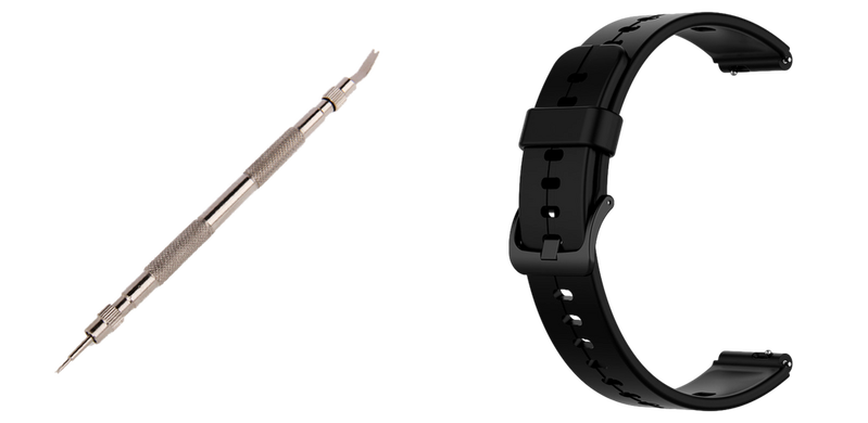 Pakke m. 1stk Værktøj til skift af Metal Splitter i Smartwatch Rem & 1stk Klassisk Silikone Rem til Xplora XGo3 / X5 Play - Sort