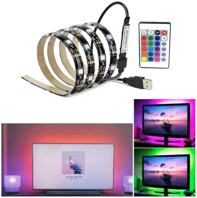 Colourful RGB LED-Lys til TV & PC-3 meter m. Fjernbetjening