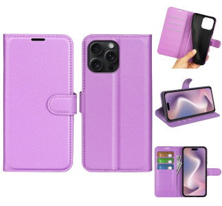 iPhone 16 Pro læder pung etui lilla front