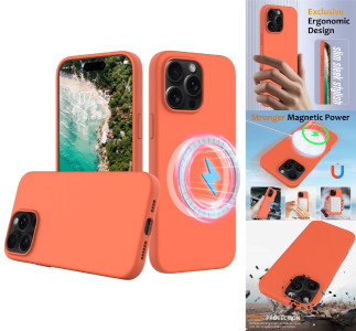 iPhone 16 Pro med orange silikonecover