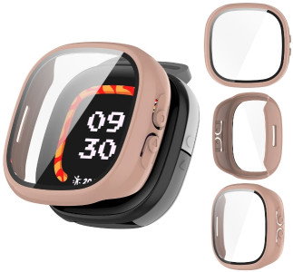 Pink beskyttelsescover til Fitbit Ace LTE set forfra