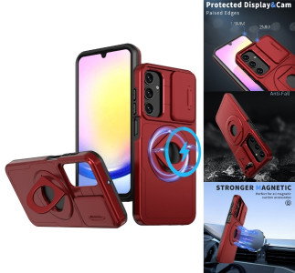 Rødt Samsung Galaxy A25 5G cover med stativ og magnet