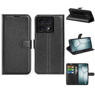 Sort læderpung cover til Xiaomi 14T forfra