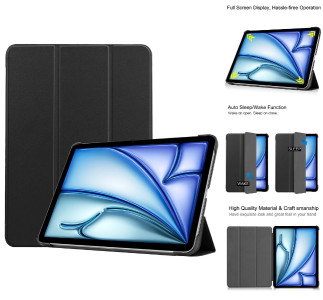 Sort kunstlæder etui til iPad Air 11" (2024)