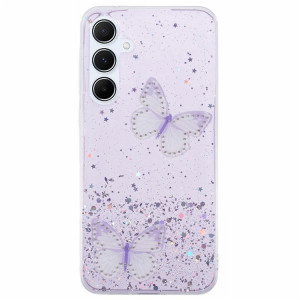 Samsung Galaxy A25 5G cover med lilla sommerfuglemønster forside