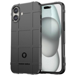 Sort stødsikkert cover til iPhone 16 Plus bagside