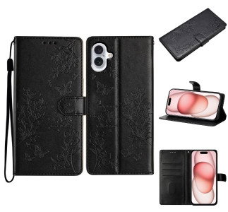 iPhone 16 Pung Etui forside med sommerfugle og blomster