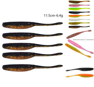 Kunstig fiskeorm i sort og guld på 11,5 cm