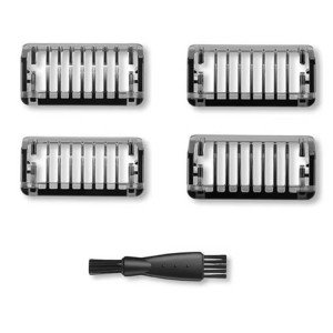 Enkel illustration af 1mm, 2mm, 3mm og 5mm skærekamme