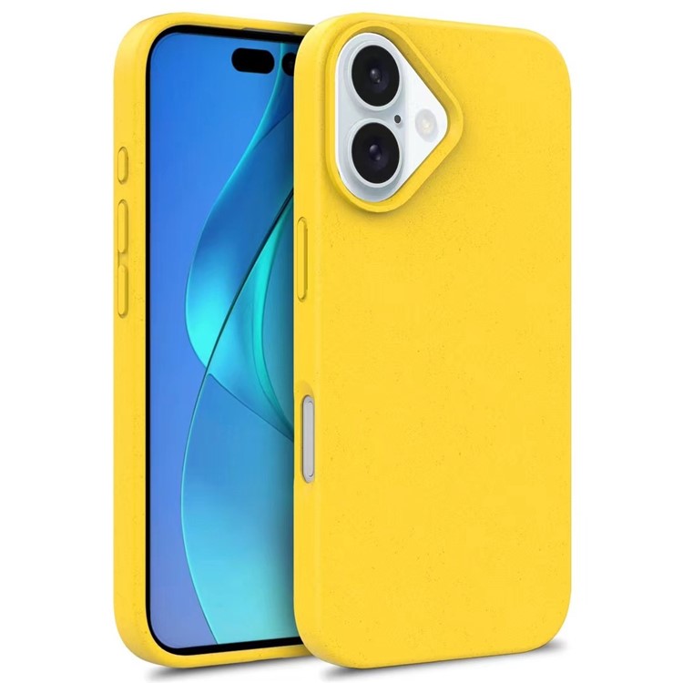 Biologisk nedbrydeligt iPhone 16 cover gul bag
