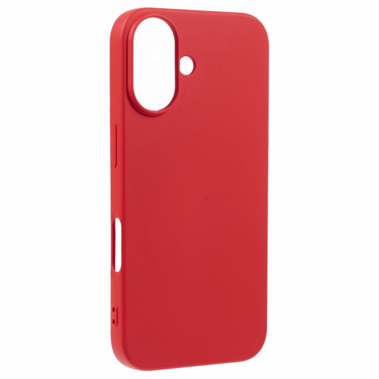 iPhone 16 Plus med rød TPU cover set fra siden