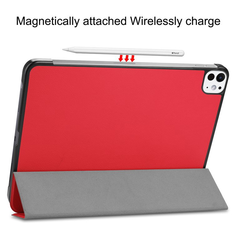 Rødt iPad Pro 11 (2024) cover vist i stående position