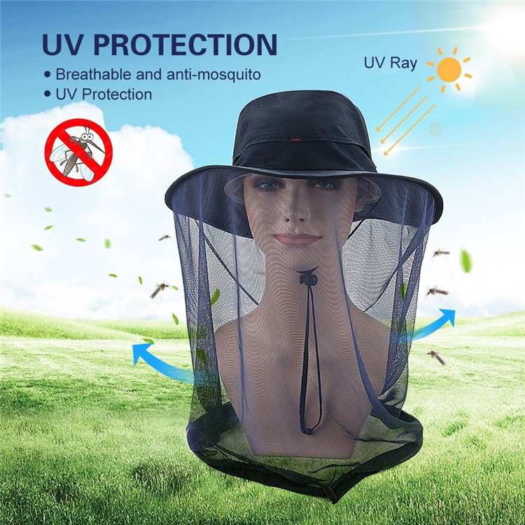 Anti-Myg Hat med Net i brug under camping