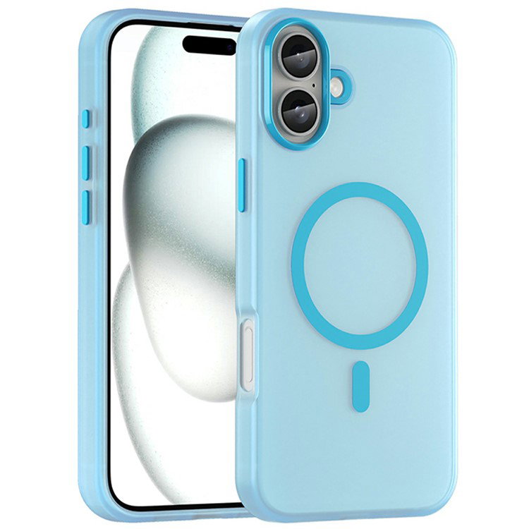 Blåt iPhone 16 Plus Cover med gennemsigtig bagside