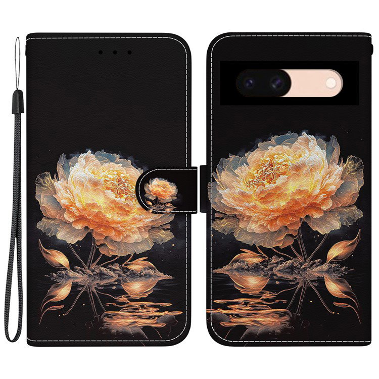Nærbillede af Guld Pæon mønster på Wallet Cover
