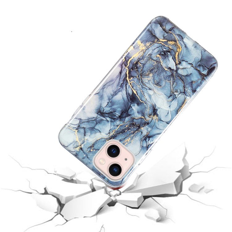 Nærbillede af iPhone 15 TPU Mobilcover med Marmor Mønster - Grå