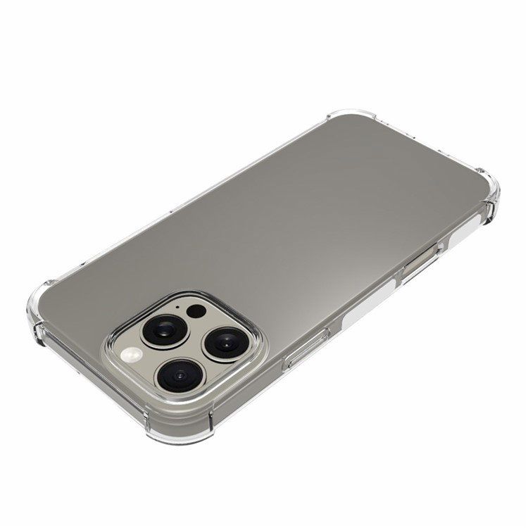 Visning af skridsikker overflade på gennemsigtigt iPhone 16 Pro Max cover