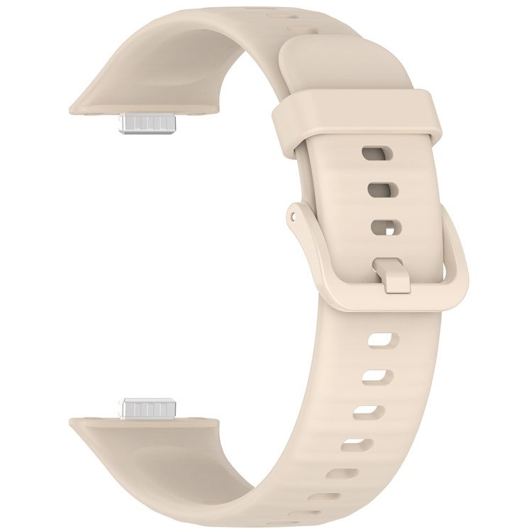 Close-up of Ivory White Silicone Watch Strap for Huawei