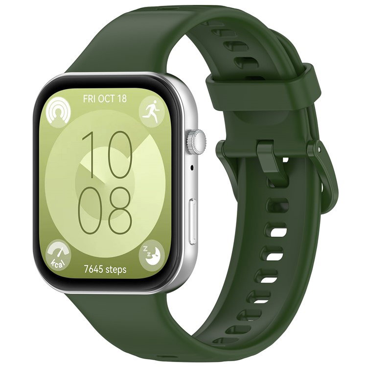 Sidevisning af army grøn urrem til Huawei Watch Fit 3