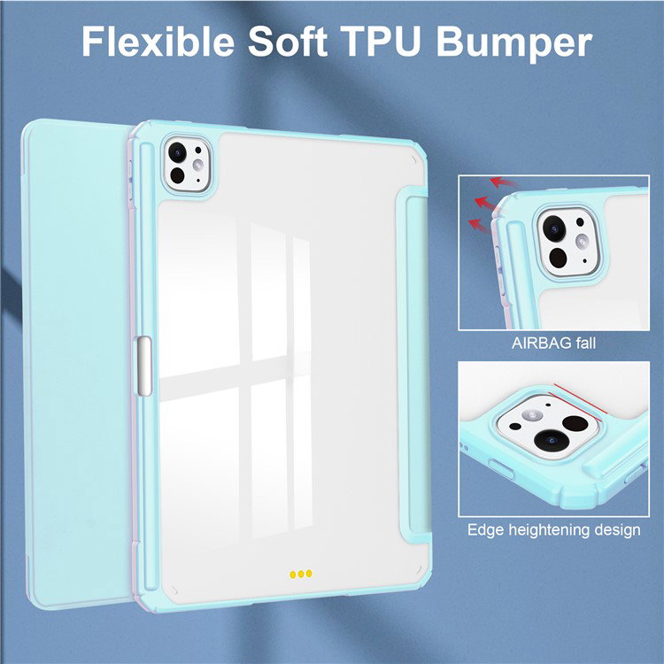 TPU-ramme og PU-læder på iPad Pro 13 (2024) cover lyseblå