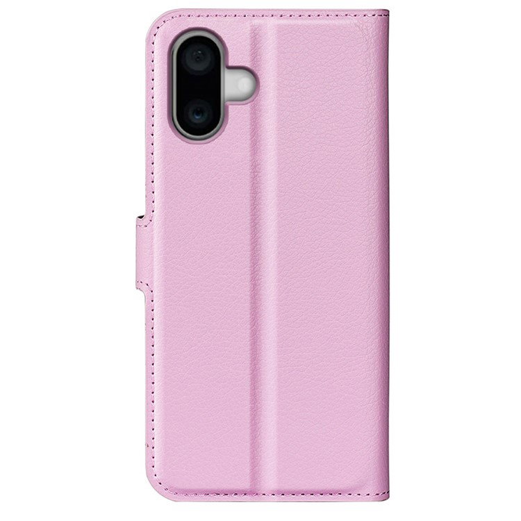 Samlet pink lædercover og iPhone 16 Plus