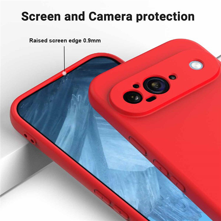 Google Pixel 9 Silikone Cover med Håndrem Rød tæt på