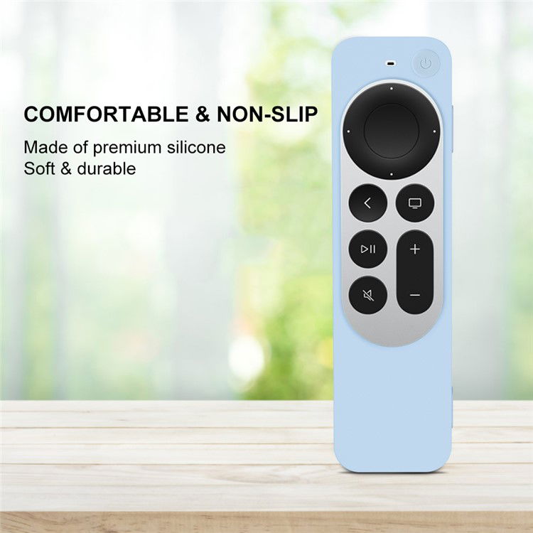 Blåt silikone cover til Apple TV Siri Remote 3. gen sidevisning